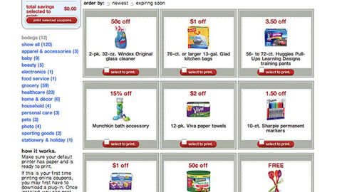 Target.com 'Bodega' Coupons Page