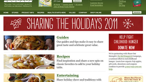 Whole Foods 'Sharing the Holidays' Landing Page