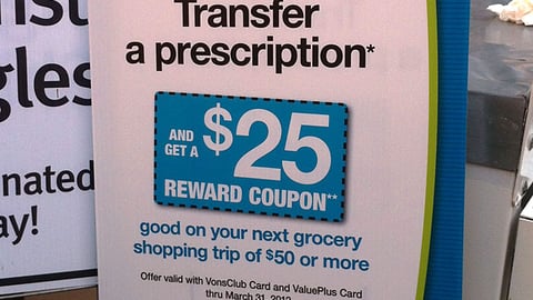 Vons 'Transfer a Prescription' Stanchion Sign
