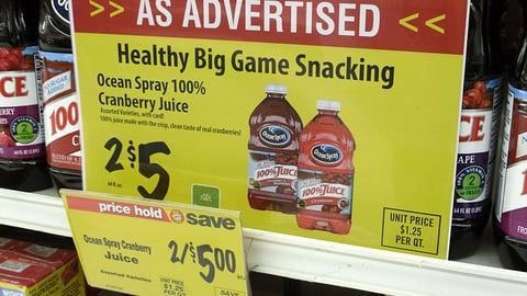 Pathmark Ocean Spray 'Healthy Big Game Snacking' Shelf Sign