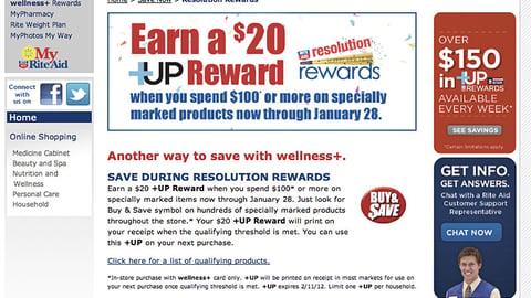 RiteAid.com 'Resolution Rewards' Page