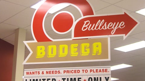 Target 'Bodega' Directional Ceiling Sign