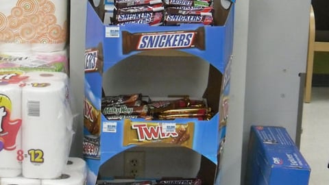 Mars Super Bowl Sweeps Floorstand