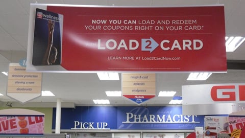 Rite Aid 'Load2Card' Ceiling Sign