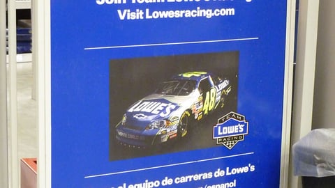 Team Lowe's Racing Entry Sign