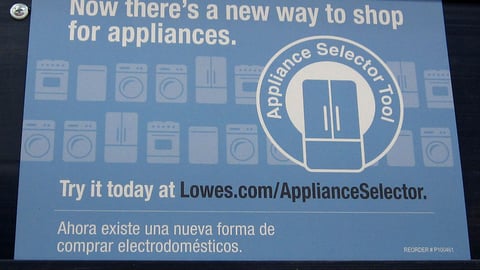 Lowe's Appliance Selector Sign