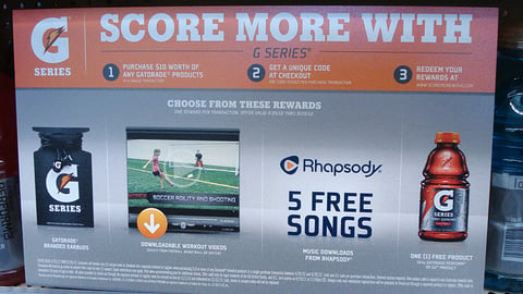 Gatorade G Series 'Free Songs' Shelf Sign