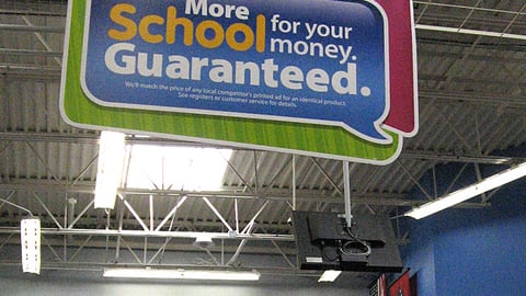 Walmart 'More School for Your Money' Ceiling Sign