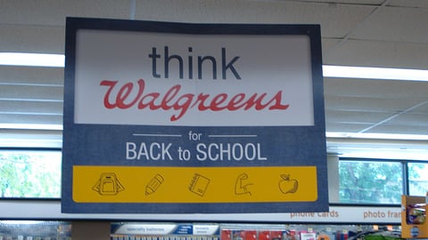 Walgreens 'Think' Back-to-School Ceiling Sign