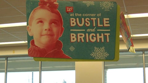 Walgreens 'Bustle and Bright' Ceiling Sign