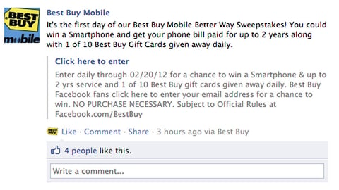 Best Buy Mobile 'Better Way' Facebook Status Update