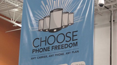 Best Buy 'Choose Phone Freedom' Ceiling Banner