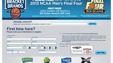 Unilever Dollar General 'Bracket of the Brands' Page