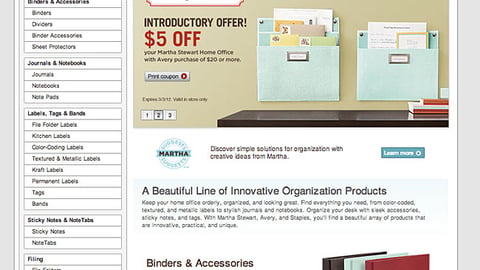 Staples.com Martha Stewart Page