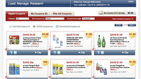 Rite Aid 'Load2Card' Page