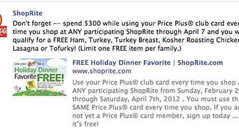 ShopRite 'Dinner Favorite' Facebook Status Update