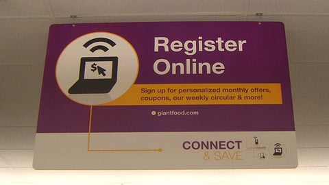 Giant-Landover 'Register Online' Ceiling Banner