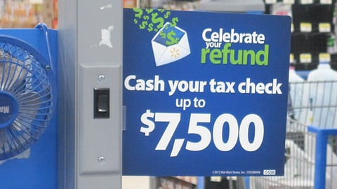 Walmart 'Celebrate Your Refund' Checkout Sign