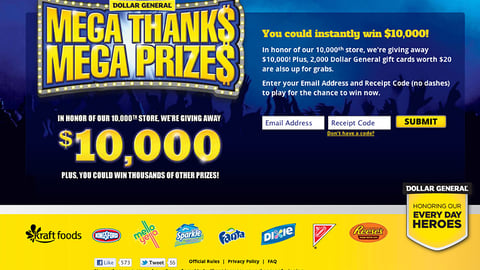 Dollar General 'Mega Thanks' Website