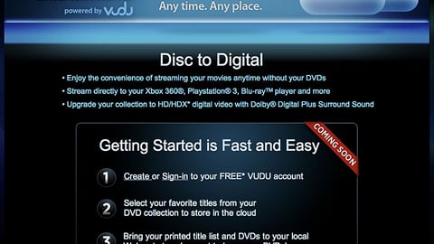 Vudu.com 'Disc to Digital' Page