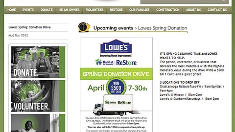 Habitat for Humanity Lowe's 'Spring Donation' Webpage
