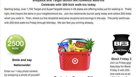 Shopkick Target Rollout Email