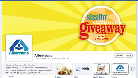 Albertsons 'Sizzlin' Summer Giveaway' Facebook Page