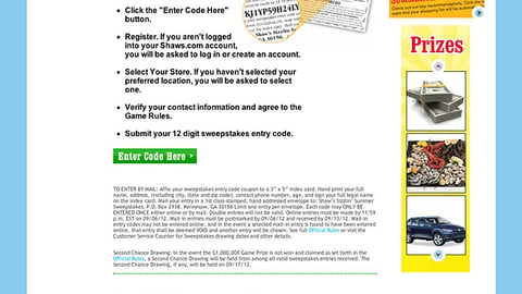 Shaw's 'Sizzlin' Summer Giveaway' Webpage