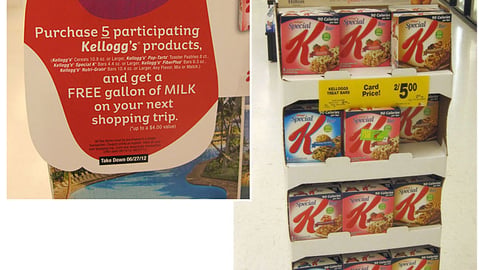 Kellogg's 'Free Milk' Incentive Sign