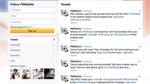 P&G 'PGMobile' Twitter Page