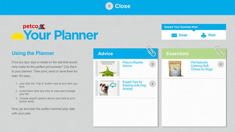 Petco 'Everything Under the Sun' Online Planner