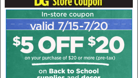Dollar General Back to School Mobile Offer Page