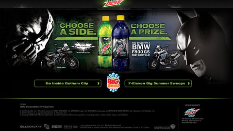 Mountain Dew 'Dark Knight' Landing Page