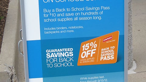 Staples 'Savings Pass' A-Board