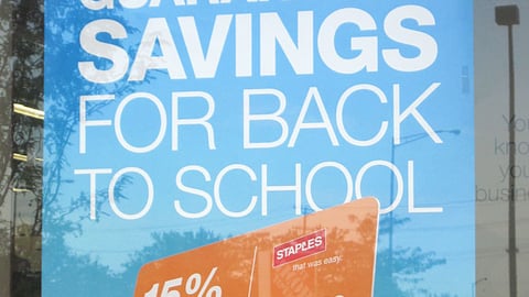 Staples 'Guaranteed Savings' Window Poster