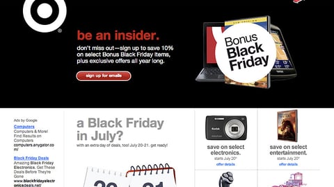 Target 'Bonus Black Friday' Landing Page