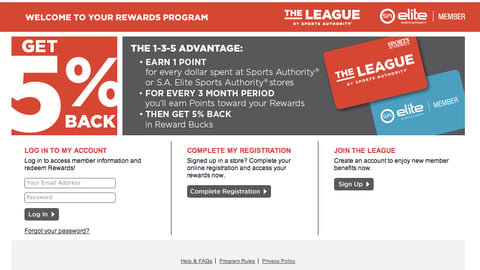 Sports Authority 'The League' Website