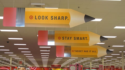 Target 'Has It All' Ceiling Signs