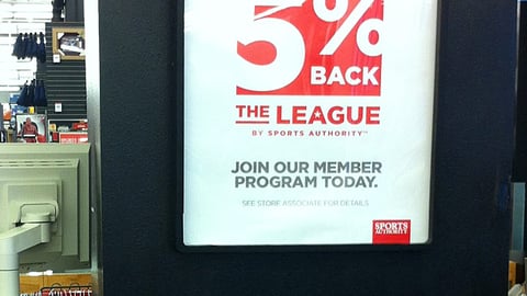 Sports Authority 'The League' Checkout Sign