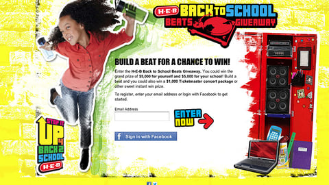 H-E-B 'Back To School Beats' Landing Page