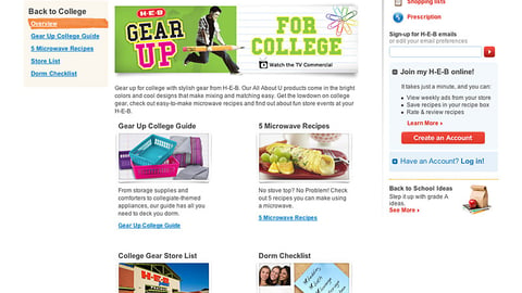 H-E-B 'Gear Up for College' Landing Page