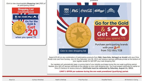 ShopRite 'Go for the Gold' Webpage