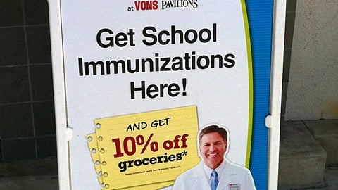 Vons 'Immunizations Here' A-Board