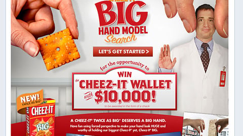 Cheez-It 'Big Hand Model Search' Facebook Tab