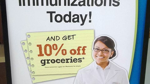 Safeway 'School Immunizations' Stanchion