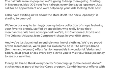 JCPenney 'News From Our CEO' Email