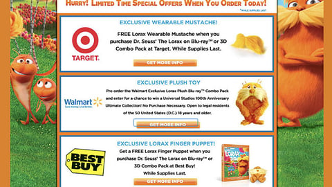 'The Lorax' Special Offers Webpage