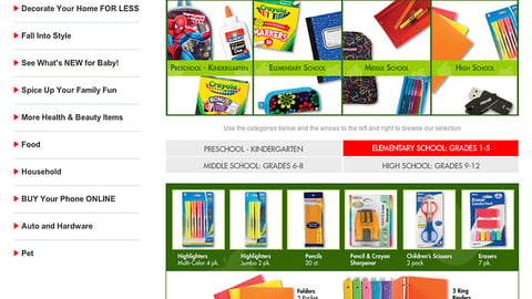 Family Dollar 'Back to School' Landing Page