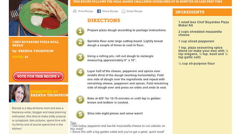 H-E-B 'Meal Maker Challenge' Recipe Page