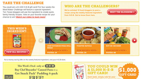 H-E-B 'Meal Maker Challenge' Landing Page
